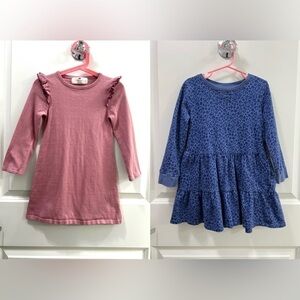 Bundle of 2 Girls Long Sleeve Cotton Dresses